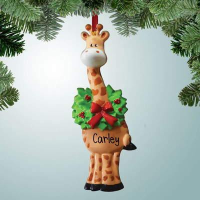 Christmas Ornament of Giraffe with Christmas Wreath Christmas Ornament of Giraffe with Christmas Wreath