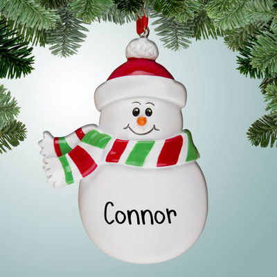 Christmas Ornament of Snowman Character with Scarf