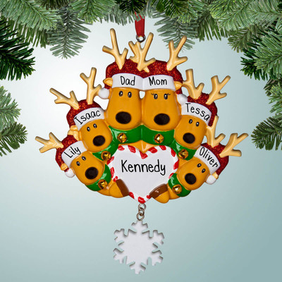 image of Reindeer Family with Big White Heart - 6 ornament image of Reindeer Family with Big White Heart - 6 ornament