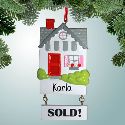 Christmas Ornament of House with SOLD Sign Christmas Ornament of House with SOLD Sign