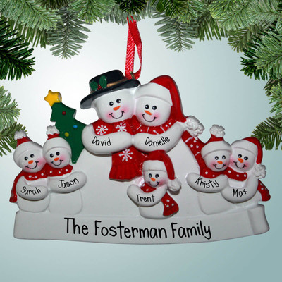 image of Happy Snowman Family - 7 ornament image of Happy Snowman Family - 7 ornament