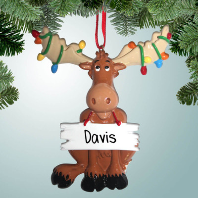 Christmas Ornament of Christmas Moose Wrapped in Lights Christmas Ornament of Christmas Moose Wrapped in Lights