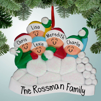 image of Preparing for Snowball Fight Family - 5 ornament