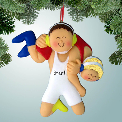 Christmas Ornament of Over the Shoulder Wrestling - Brown Christmas Ornament of Over the Shoulder Wrestling - Brown
