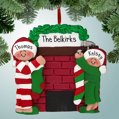 image of Hanging Stockings Couple ornament image of Hanging Stockings Couple ornament