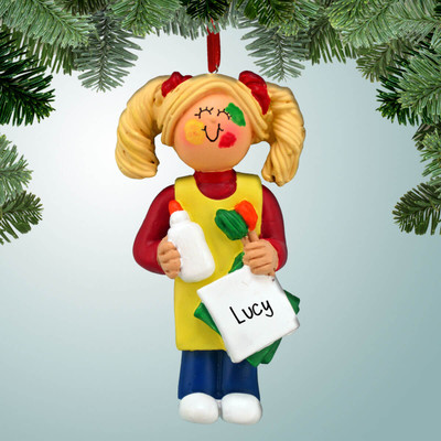Christmas Ornament of Craft Project Girl - Blonde Hair Christmas Ornament of Craft Project Girl - Blonde Hair