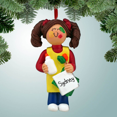 Christmas Ornament of Craft Project Girl - Brown Hair Christmas Ornament of Craft Project Girl - Brown Hair