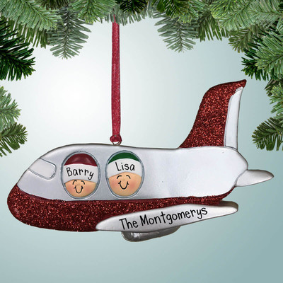 image of Family on Airplane - 2 ornament image of Family on Airplane - 2 ornament