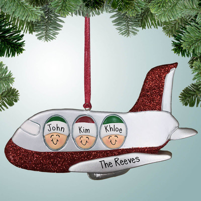 image of Family on Airplane - 3 ornament image of Family on Airplane - 3 ornament