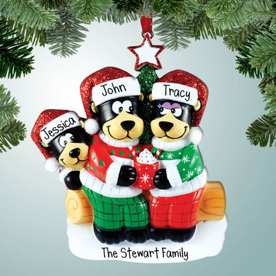 image of Festive Bear Family - 3 ornament image of Festive Bear Family - 3 ornament