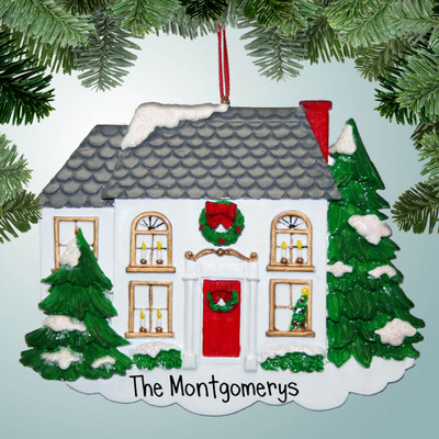 Christmas Ornament of Home with Big Wreath Christmas Ornament of Home with Big Wreath