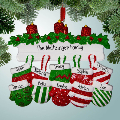 image of Christmas Mittens on Hooks - 10 ornament image of Christmas Mittens on Hooks - 10 ornament