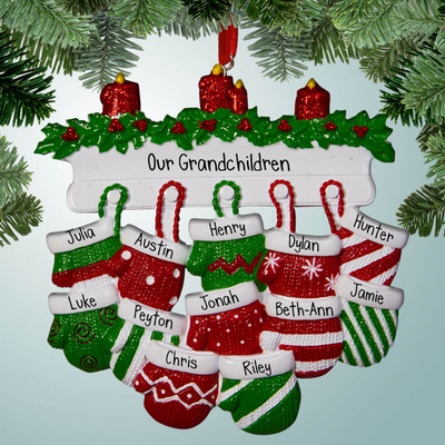 image of Christmas Mittens on Hooks - 12 ornament image of Christmas Mittens on Hooks - 12 ornament