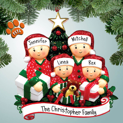 image of Opening Gifts Family - 4 ornament image of Opening Gifts Family - 4 ornament
