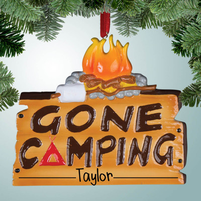 Christmas Ornament of Gone Camping Sign Christmas Ornament of Gone Camping Sign