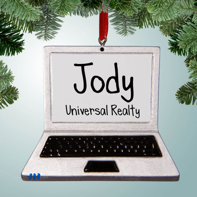 Christmas Ornament of Silver and White Laptop Computer Christmas Ornament of Silver and White Laptop Computer