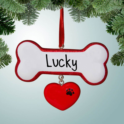 Christmas Ornament of Dog Bone with Hanging Heart Christmas Ornament of Dog Bone with Hanging Heart