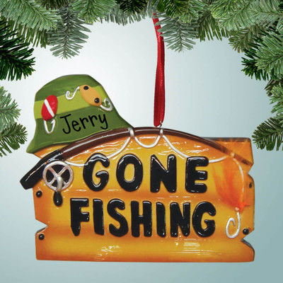 Christmas Ornament of Gone Fishing Sign Christmas Ornament of Gone Fishing Sign