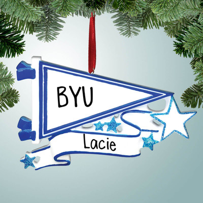 Christmas Ornament of Pennant with Ribbon - Blue