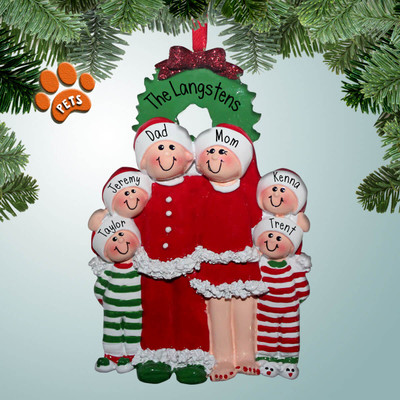 image of Christmas PJ's Family with Wreath - 6 ornament image of Christmas PJ's Family with Wreath - 6 ornament
