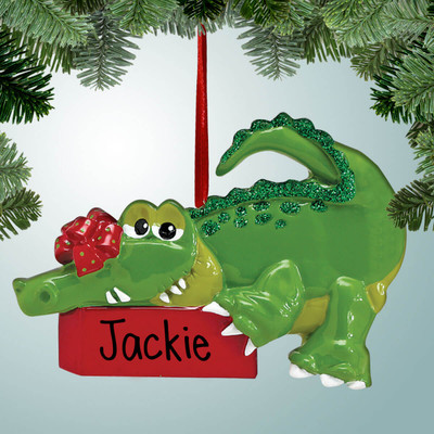 Christmas Ornament of Alligator with Gift Christmas Ornament of Alligator with Gift