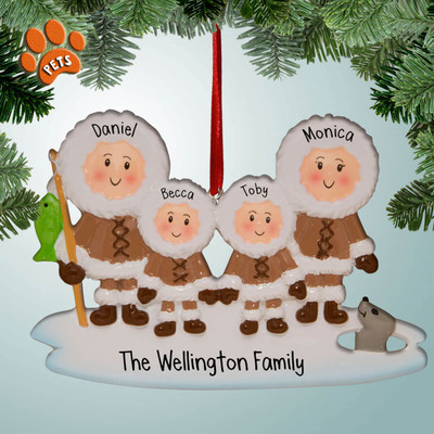 Personalized Eskimo Family - 4 Christmas Ornament Personalized Eskimo Family - 4 Christmas Ornament