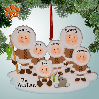 Personalized Eskimo Family - 6 Christmas Ornament Personalized Eskimo Family - 6 Christmas Ornament