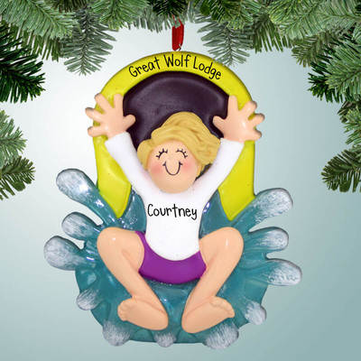 Christmas Ornament of Waterslide - Girl Blonde Christmas Ornament of Waterslide - Girl Blonde