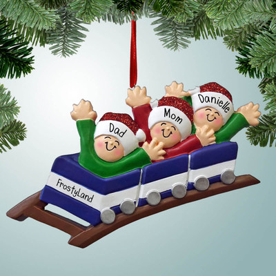 image of Blue Roller Coaster Family - 3 ornament image of Blue Roller Coaster Family - 3 ornament