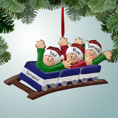 Christmas Ornament of Blue Roller Coaster Family - 3