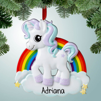 Christmas Ornament of Baby Unicorn with Rainbow Christmas Ornament of Baby Unicorn with Rainbow