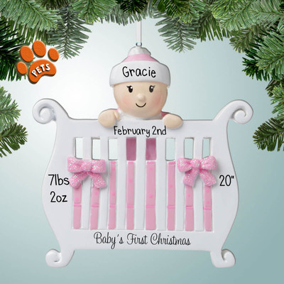 image of Baby Girl in Crib ornament image of Baby Girl in Crib ornament