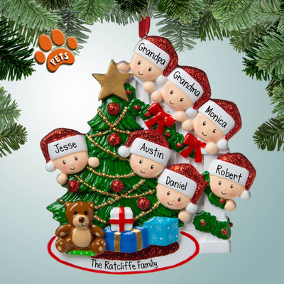 image of Peeking Around Tree Family - 7 ornament image of Peeking Around Tree Family - 7 ornament