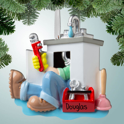 Christmas Ornament of Plumber Under Sink Christmas Ornament of Plumber Under Sink