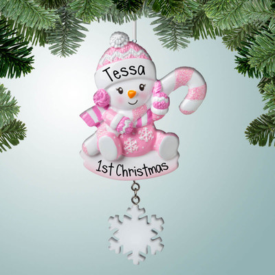 Christmas Ornament of Baby Girl with Candy Cane and Flake 1st Christmas Ornament of Baby Girl with Candy Cane and Flake 1st