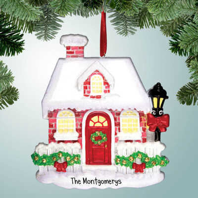 image of Brick House with Lamp Post ornament