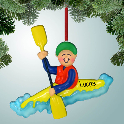 Christmas Ornament of Yellow Kayak - Male Christmas Ornament of Yellow Kayak - Male