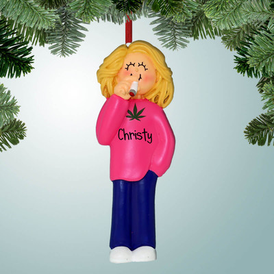 Christmas Ornament of Smoker - Blonde Female Christmas Ornament of Smoker - Blonde Female