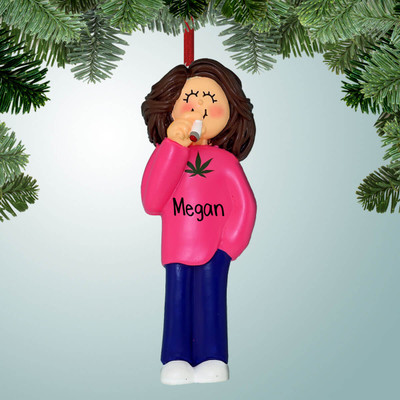 Christmas Ornament of Smoker - Brown Female Christmas Ornament of Smoker - Brown Female