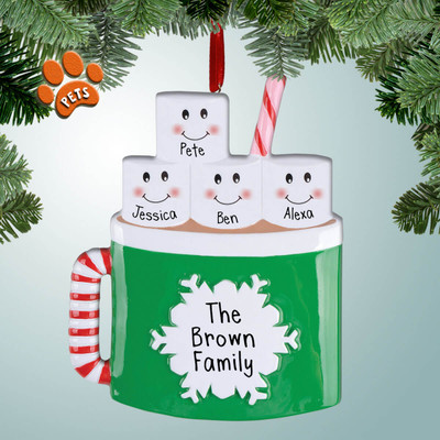 image of Marshmallow Mug Family - 4 ornament image of Marshmallow Mug Family - 4 ornament