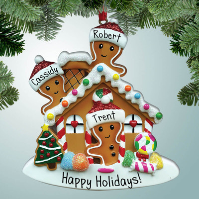 image of Gingerbread Family with House - 3 ornament image of Gingerbread Family with House - 3 ornament