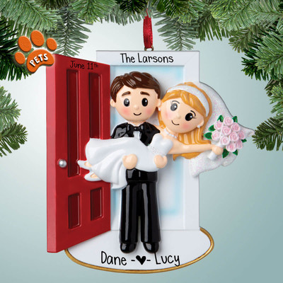 image of Wedding Couple Crossing Threshold ornament image of Wedding Couple Crossing Threshold ornament