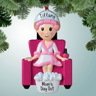 Christmas Ornament of Spa Girl in Pink Outfit Christmas Ornament of Spa Girl in Pink Outfit