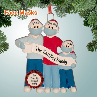 image of Pandemic Covid Ornament Family of 3 image of Pandemic Covid Ornament Family of 3