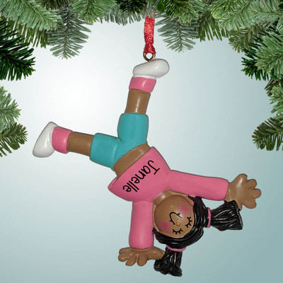 Christmas Ornament of Tumbling Girl - African American Christmas Ornament of Tumbling Girl - African American