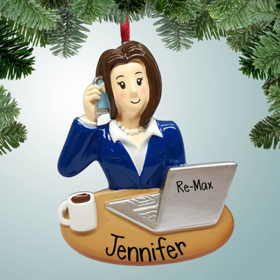 image of Busy Businesswoman with Coffee Personalized Christmas Ornament image of Busy Businesswoman with Coffee Personalized Christmas Ornament