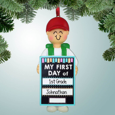 image of My 1st Day Sign - Male Personalized Christmas Ornament