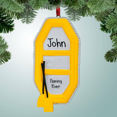Christmas Ornament of Yellow Raft Christmas Ornament of Yellow Raft