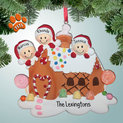 Shop Personalized Gingerbread House Cookie Family Of 3 Christmas Tree  Ornament