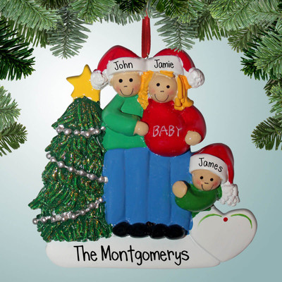 image of Expecting Family in Blue Jeans - Blonde Hair F ornament image of Expecting Family in Blue Jeans - Blonde Hair F ornament